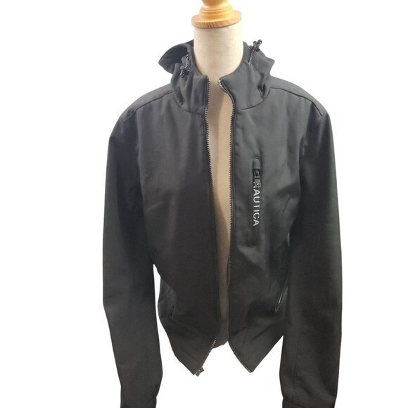 Nautica Black Hooded Softshell Jacket Zip-Up Ladies S - Picture 12 of 12